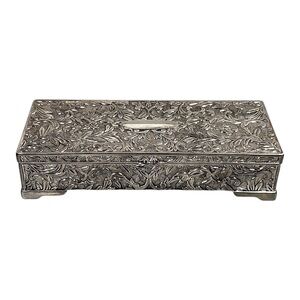 Godinger Jewelry Box Silver Plated Footed Chest Velvet Mirror Art Deco Gift VTG